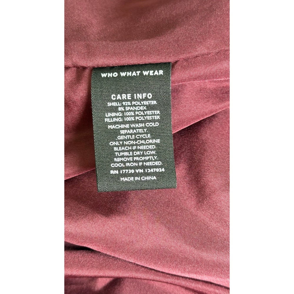 Who What Wear Velvet Quilted Puffer Jacket Plum Burgundy Wine Oversized Coat M - Picture 6 of 6